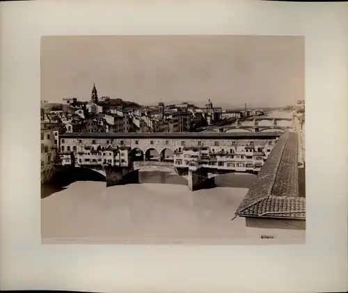 Foto um 1880, Firenze Florenz Toscana, Ponte Vecchio, rifondato nel 1355 coll'Opera di Taddeo Gaddi