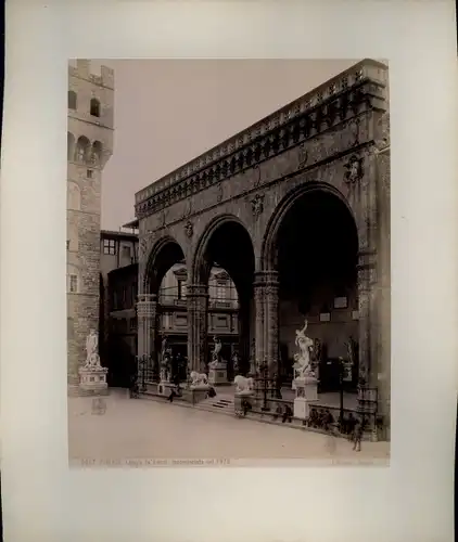 Foto um 1880, Firenze Florenz Toscana, Loggia de' Lanzi, incominciata nel 1376