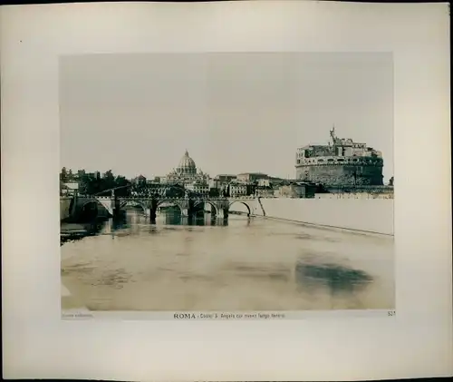 Foto um 1880, Roma Rom Lazio, Castel Sant'Angelo col nuovo lungo tavere