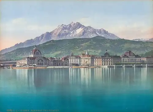 Foto Luzern Stadt Schweiz, Bahnhof und Pilatus