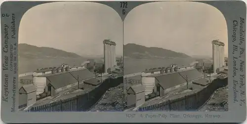 Stereo Foto Orkanger Norwegen, Papierfabrik