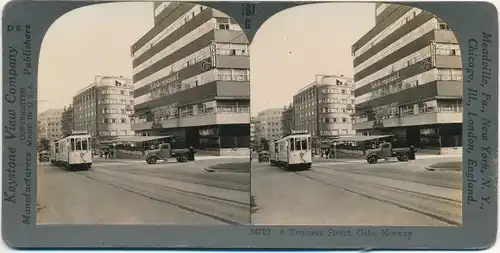 Stereo Foto Oslo Norwegen, Business Street