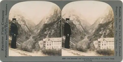 Stereo Foto Stalheim Norwegen, The Naarodal and Stalheim Hotel