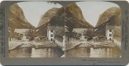 Stereo Foto Vadheim Norwegen, Ortsansicht