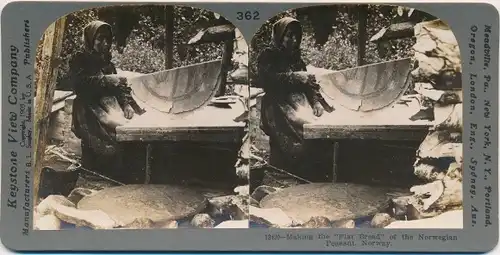 Stereo Foto Norwegen, making the Flat Bread of the Norwegian Peasant