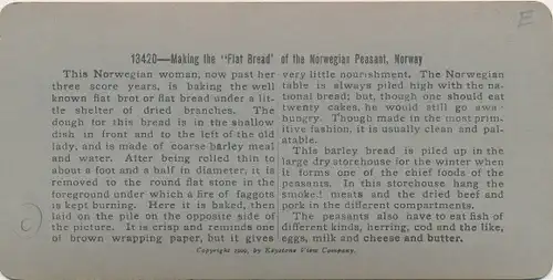 Stereo Foto Norwegen, making the Flat Bread of the Norwegian Peasant