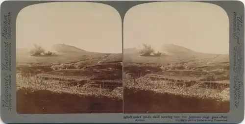Stereo Foto China, Boxeraufstand 1905, Krepieren einer russischen Bombe