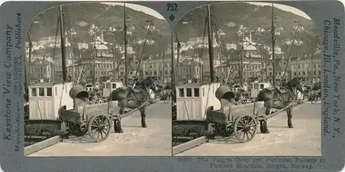 Stereo Foto Bergen Norwegen, The Vaagen Quay