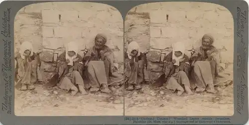 Stereo Foto Jerusalem Israel, Leprakranke außerhalb der Stadt