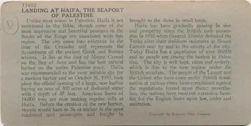 Stereo Foto Haifa Israel, Ankunft mit Booten