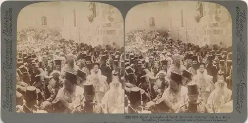 Stereo Foto Jerusalem Israel, Der griechische Patriarch während der Osterzeremonie