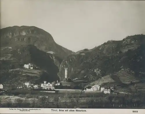 Foto Gries Bozen Bolzano Südtirol, Panorama mit altem Römerturm, NPG 16419