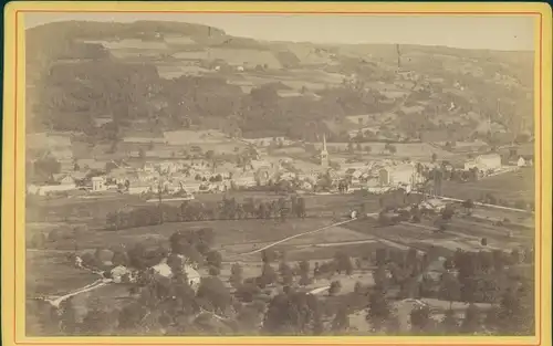Kabinettfoto Le Val-d'Ajol Lothringen Vosges, Totalansicht der Ortschaft mit Umgebung