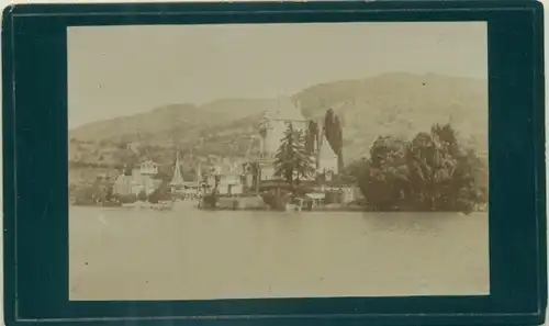 Foto Oberhofen am Thunersee Kanton Bern, Blick auf den Ort vom See aus