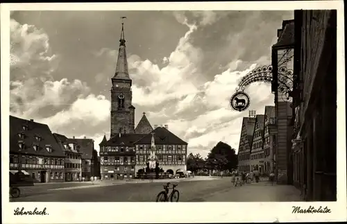 Ak Schwabach in Mittelfranken Bayern, Marktplatz