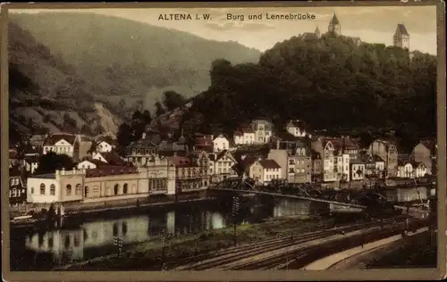 Ak Altena in Westfalen, Burg, Lennebrücke