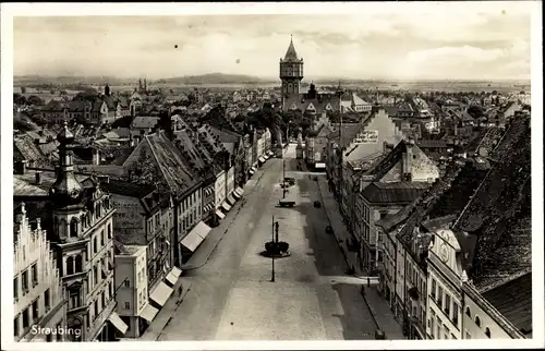 Ak Straubing an der Donau Niederbayern, Stadtpanorama