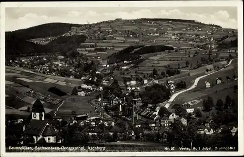 Ak Brunndöbra Klingenthal im Vogtland Sachsen, Sachsenberg Georgenthal, Aschberg, Gesamtansicht