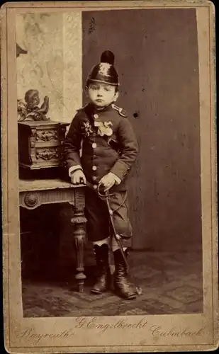 CdV Hans Hübner, Junge in Uniform, Standportrait 1881