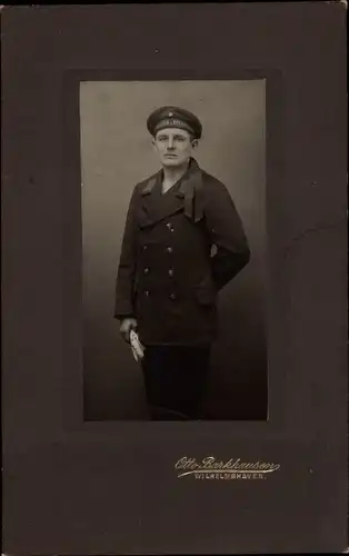 Kabinettfoto Deutscher Seemann Eduard Schubert in Uniform, Kaiserliche Marine