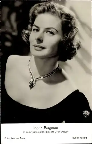 Ak Schauspielerin Ingrid Bergman, Portrait, Film Indiskret, Halskette