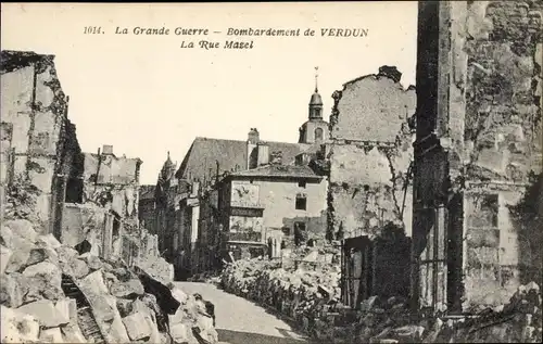 Ak Verdun Meuse, La Rue Mazel, Kriegszerstörung 1. WK