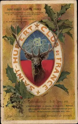 Künstler Ak Saint Hubert Club de France, Societés de Chasse et de Chasseurs