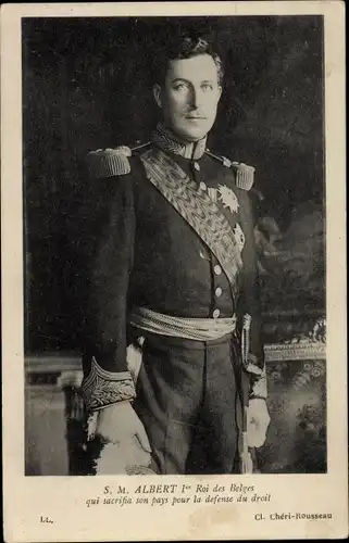 Ak König Albert I. von Belgien in Uniform, Portrait