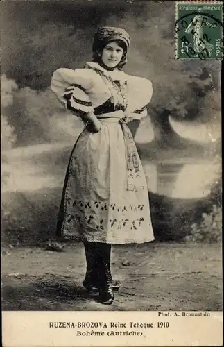 Ak Ruzeva Brozova, A Reine Tcheque 1910, Boheme Autriche, Tschechische Tracht