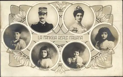 Ak König Viktor Emanuel III. von Italien, Elena von Montenegro, Kinder