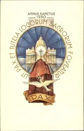 Ak Vatikan, Petersdom, Ut Pax et Tutela Locorum Sacrorum Foveatur, Annus Sanctus 1950, Taube