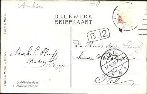 Ak Arnhem Gelderland Niederlande, Oud Griekenland, I. Muziekuitvoering