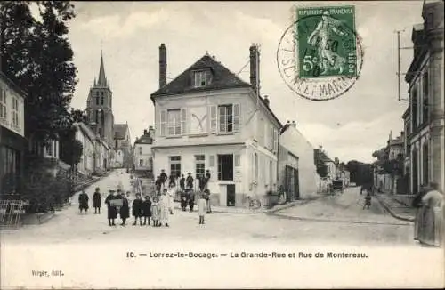Ak Lorrez le Bocage Seine et Marne, La Grande Rue et Rue de Montereau