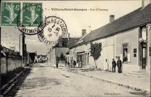 Ak Villiers Saint Georges Seine et Marne, Rue d'Esternay