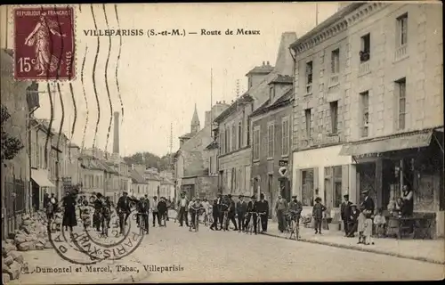 Ak Villeparisis Seine et Marne, Route de Meaux, Passanten, Geschäft