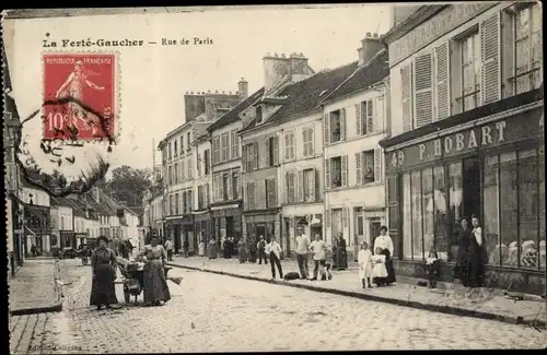 Ak La Ferté Gaucher Seine et Marne, Rue de Paris, Geschäft