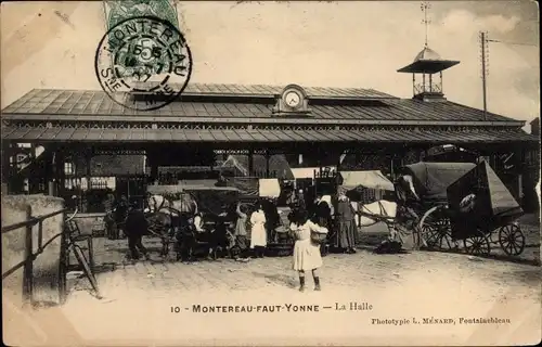 Ak Montereau Fault Yonne Seine et Marne, La Halle