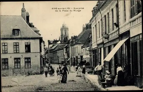Ak Aire sur la Lys Pas de Calais, Place du Rivage