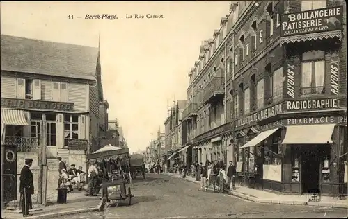 Ak Berck Plage Pas de Calais, La Rue Carnot, Pharmacie