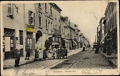 Ak Oullins Lyon Rhône, Grande-Rue