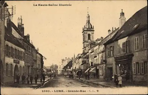 Ak Lure Haute Saône, vue générale de la Grande Rue