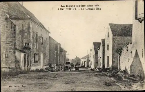 Ak Augicourt Haute Saône, La Grande Rue