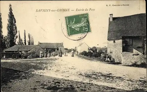 Ak Savigny sur Grosne Saône et Loire, Entree du Pays