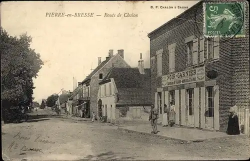 Ak Pierre en Bresse Saône et Loire, Route de Chalon, Geschäft