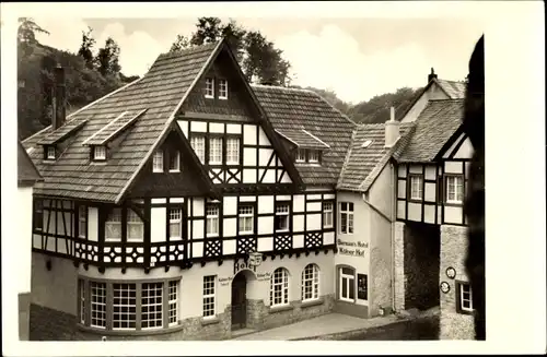 Ak Blankenheim i.d. Eifel, Biermanns Hotel Kölner Hof, Eingang, Fachwerkhaus