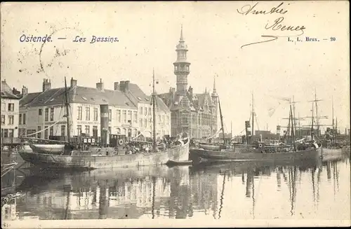 Ak Oostende Ostende Westflandern, Les Bassins