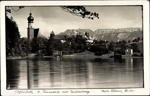 Foto Ak Höglwörth Anger im Rupertiwinkel Oberbayern, Panorama mit Untersberg