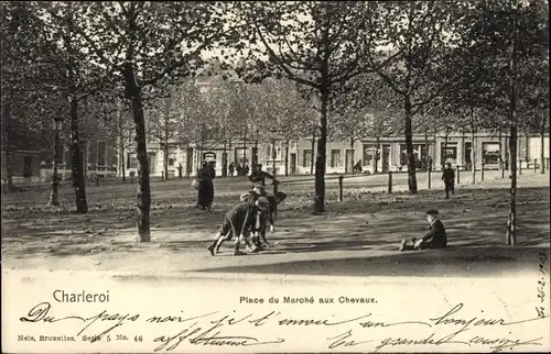 Ak Charleroi Wallonien Hennegau, Place di Marché aux Chevaux