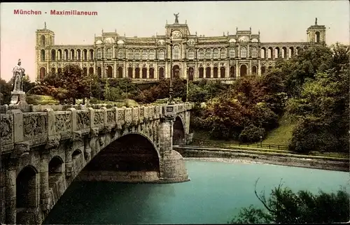 Ak München Bayern, Maximilianeum, Brücke