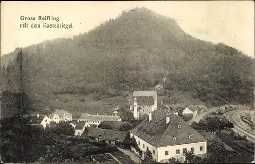 Ak Gross Reifling Großreifling Steiermark, Kastenriegel, Dorf, Berg, Totalansicht